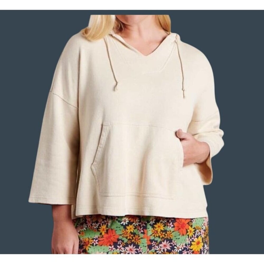 Toad & Co Womens Epiq Poncho Hoodie Size XS Hemp Organic Cotton Neutral beige